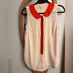 Anthropologie Orange and Cream Blouse